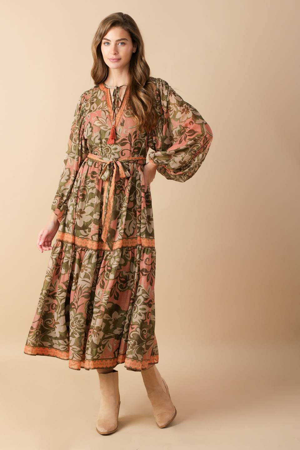 BACK AND FORTH WOVEN MIDI DRESS Flying Tomato